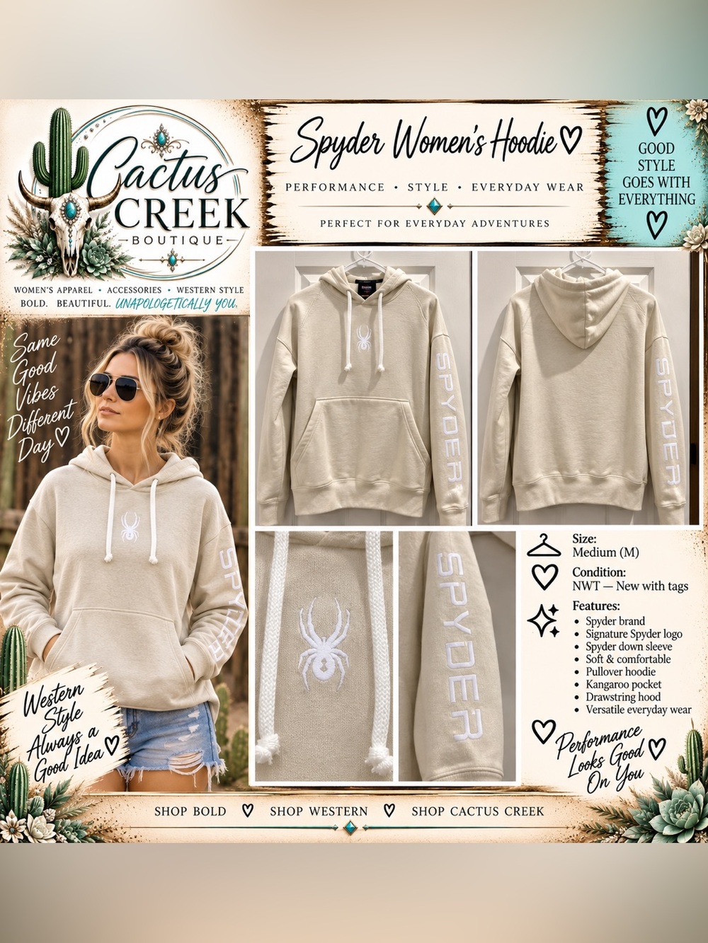 Spyder Moon Beam Hoodie with White Logo - Size M - NWT